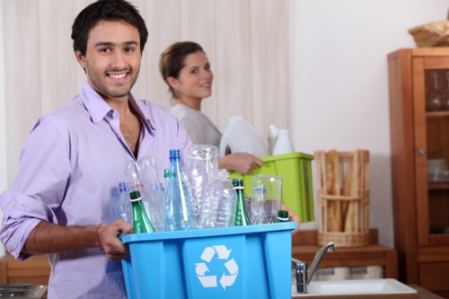 Environmental workers managing waste in North London